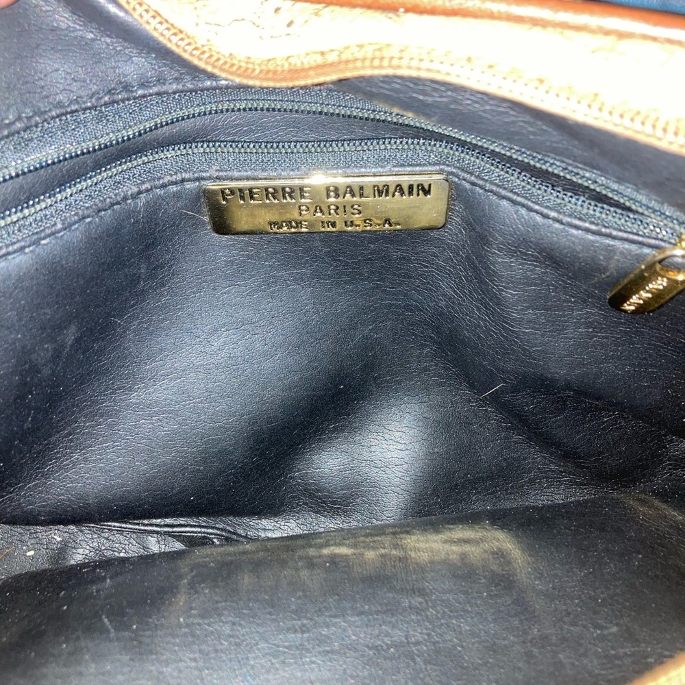 Pierre Balmain Map-Print Messenger Bag in Tan and Brown - Picture 7 of 11